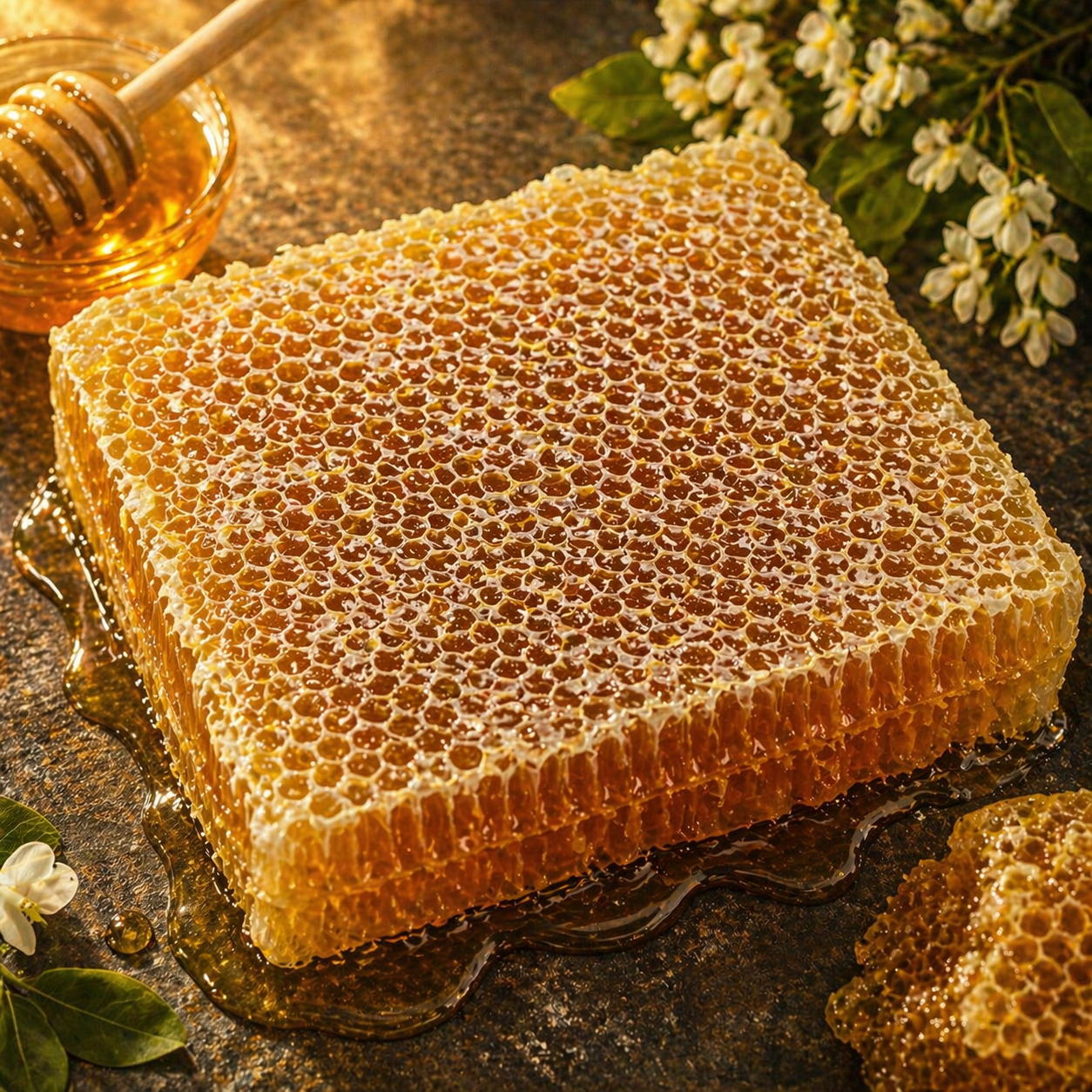 Raw Honeycomb | Pure Uncut Honeycomb with Bee Pollen