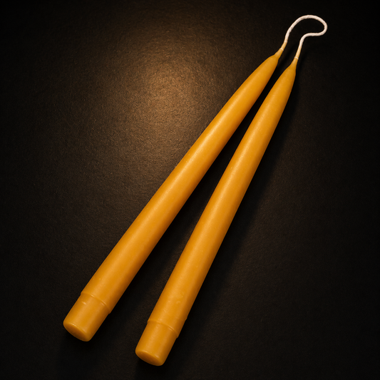 10" Pure Beeswax Candlesticks (2 Pack) | 100% Natural Unscented Beeswax Candles