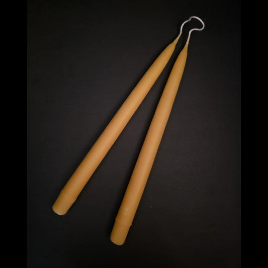 10" Pure Beeswax Candlesticks (2 Pack) | 100% Natural Unscented Beeswax Candles