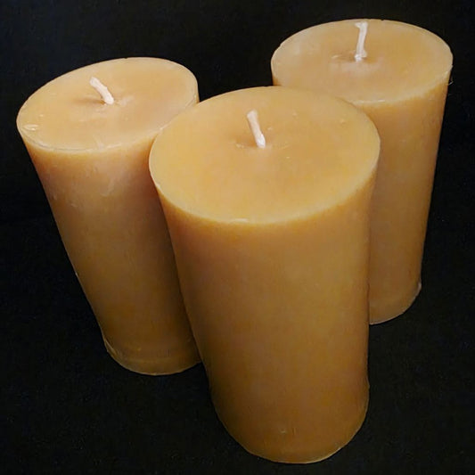 3" x 6" Pure Beeswax Pillar Candle | Unscented Natural Beeswax Candle